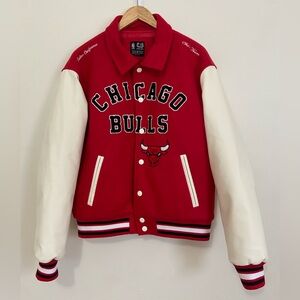 Chicago Bulls Red and White Varsity Jacket